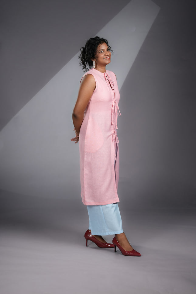 ELSA INSPIRED LONGLINE TIE DOWN VEST