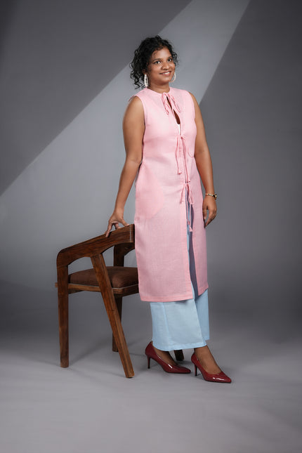 ELSA INSPIRED LONGLINE TIE DOWN VEST